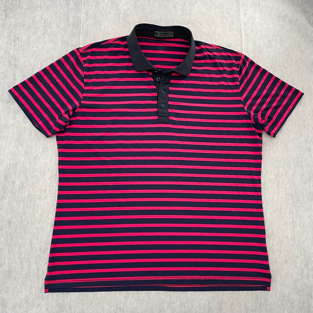 G/Fore Shirt Adult Extra Large Red Blue Polo Striped Golf Button Logo Mens XL